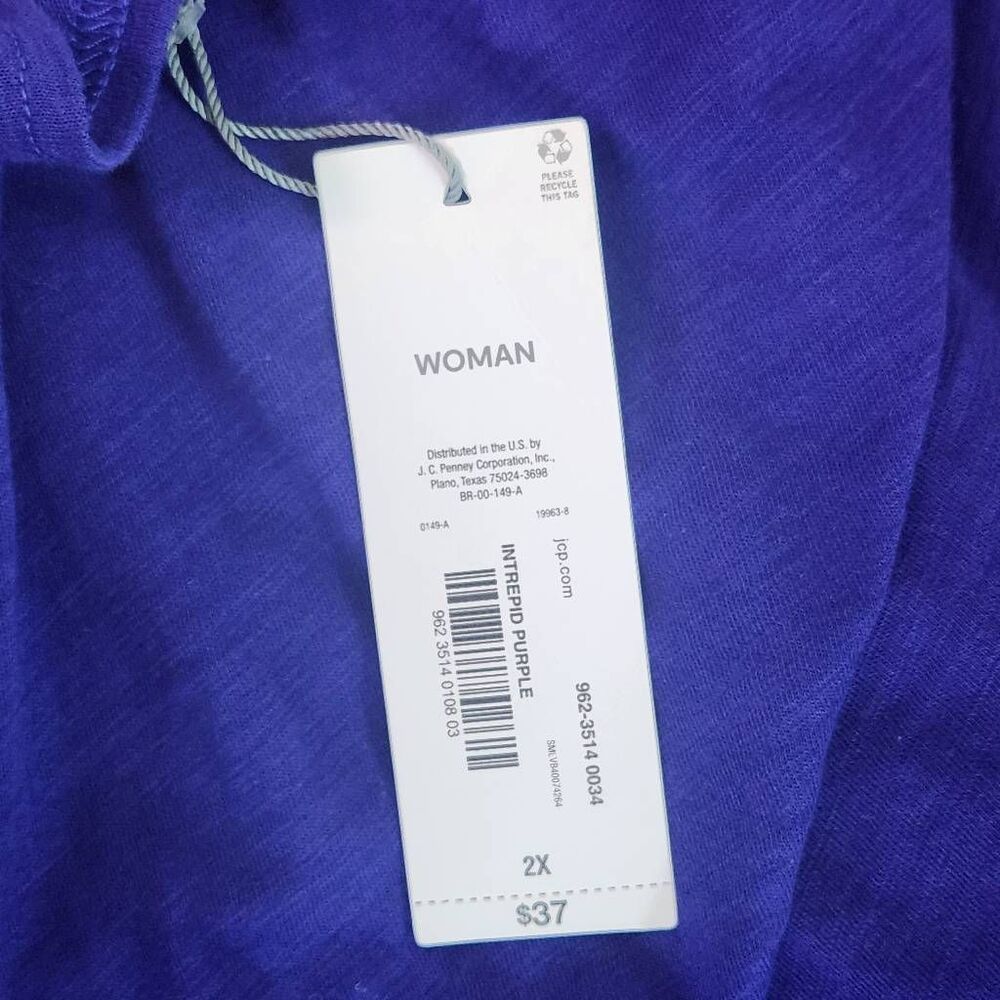 Liz Claiborne Purple T-Shirt with Crochet Lace Detail NWT Size 2X Plus Size Tee - Picture 9 of 11